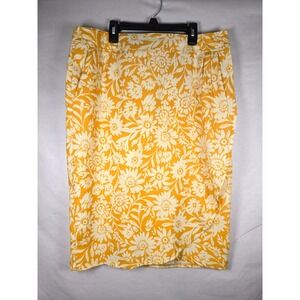Rip Skirt Hawaii Wrap Skirt L Mustard Yellow Floral Comfy Travel Vacation Beach